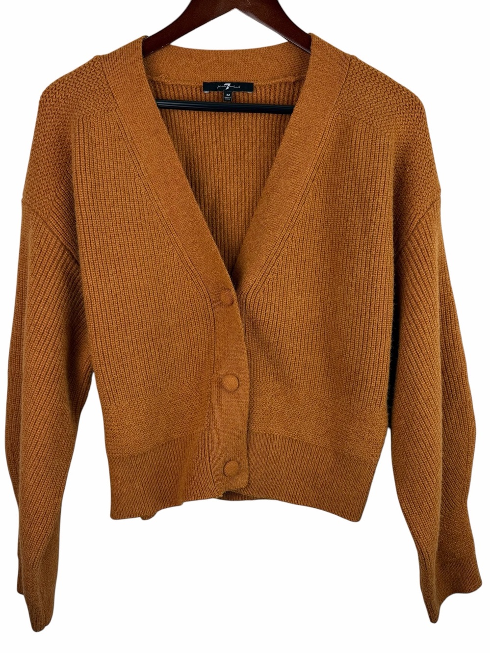 7 For All Mankind | Rust Orange Crop Button Cardigan Sweater